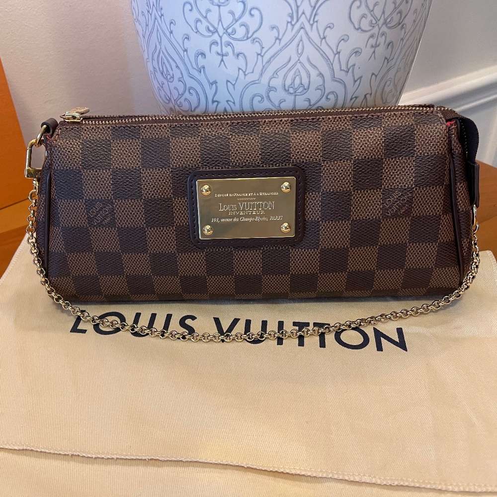 Louis Vuitton  Damier Ebene Eva Clutch with original receipt